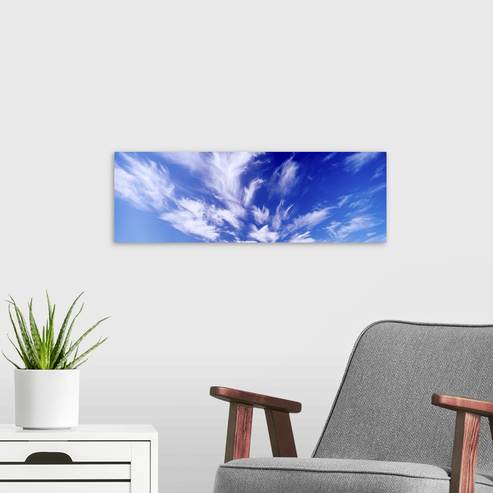 A modern room featuring clouds