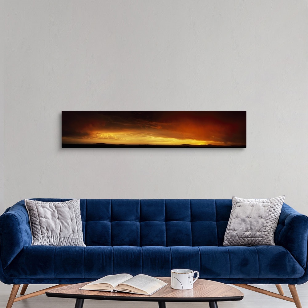A modern room featuring Clouds in the sky at sunset, Taos, New Mexico