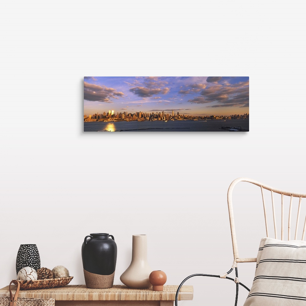 A farmhouse room featuring Clouds over a city at sunset, Manhattan, New York City, New York State