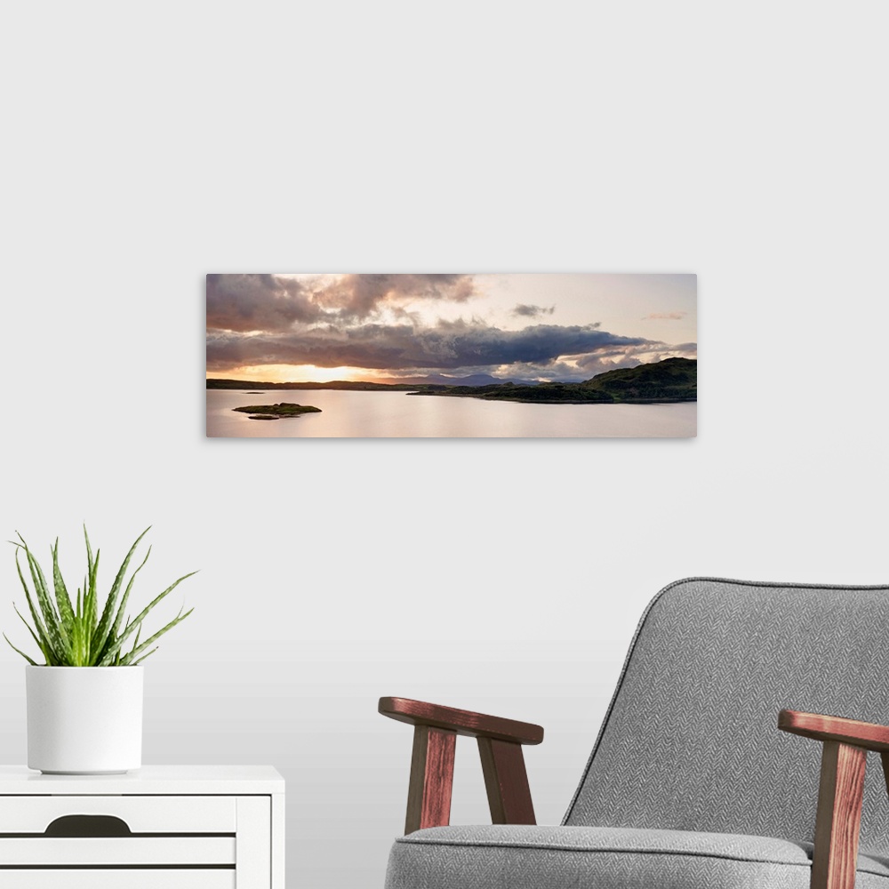 A modern room featuring Clouds over a lake, Loch Melfort, Glenmore, Argyll, Argyll And Bute, Scotland