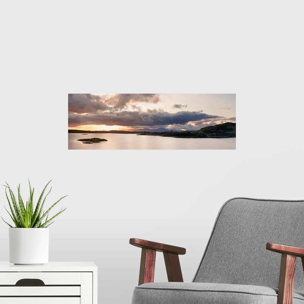 A modern room featuring Clouds over a lake, Loch Melfort, Glenmore, Argyll, Argyll And Bute, Scotland