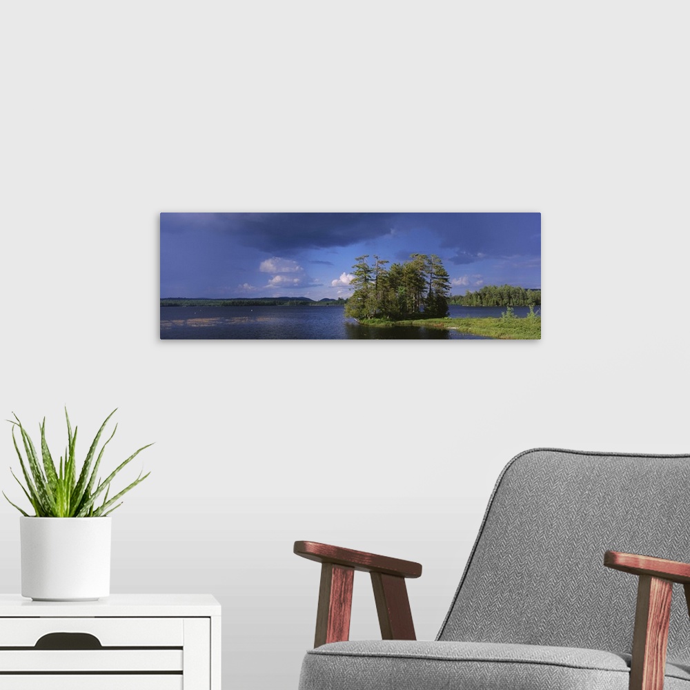 A modern room featuring Clouds over a lake, Raquette Lake, Adirondack Mountains, New York State