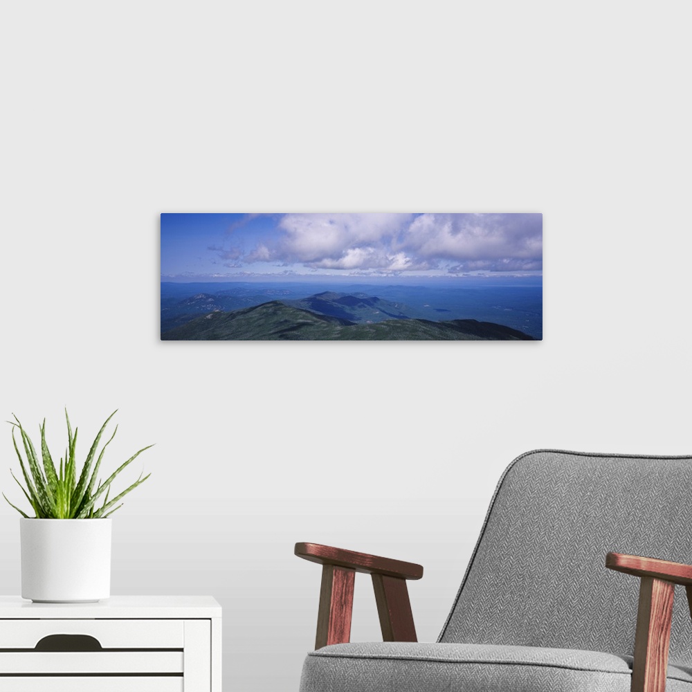A modern room featuring Clouds over a landscape, Whiteface Mountain, Adirondack Mountains, New York State