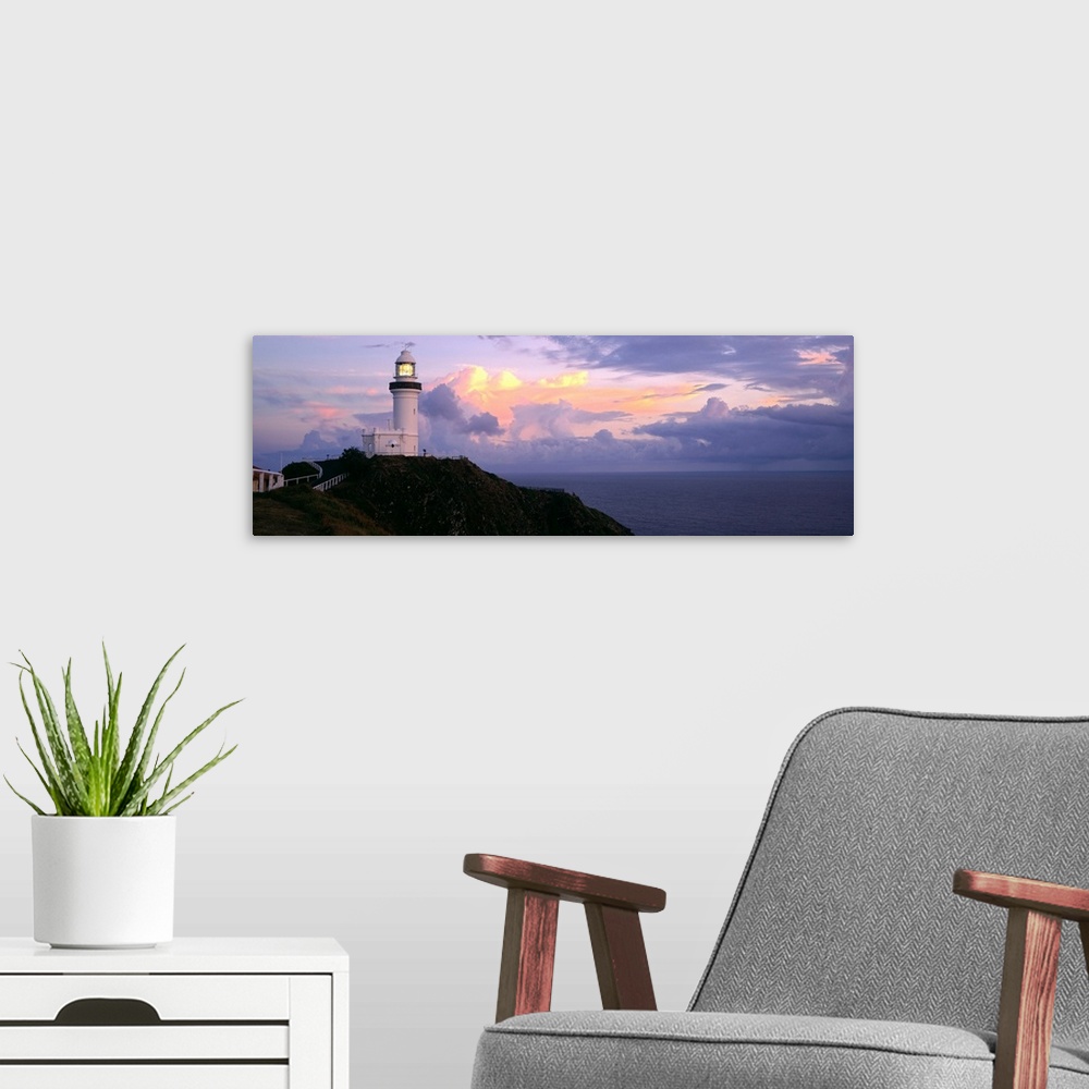 A modern room featuring Clouds over a lighthouse, Cape Byron Lighthouse, New South Wales, Australia