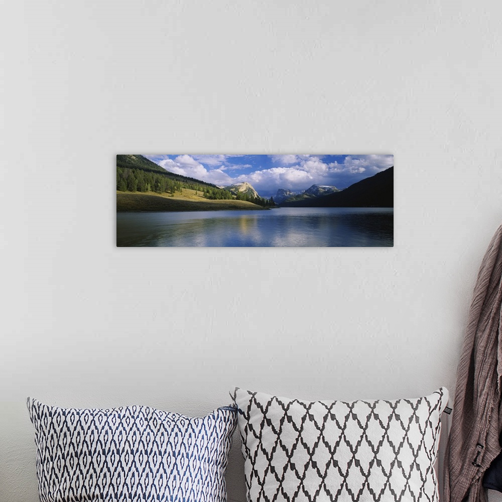 A bohemian room featuring Clouds over a mountain lake, Green River Lake and White Rock Mountain, Bridger-Teton National For...