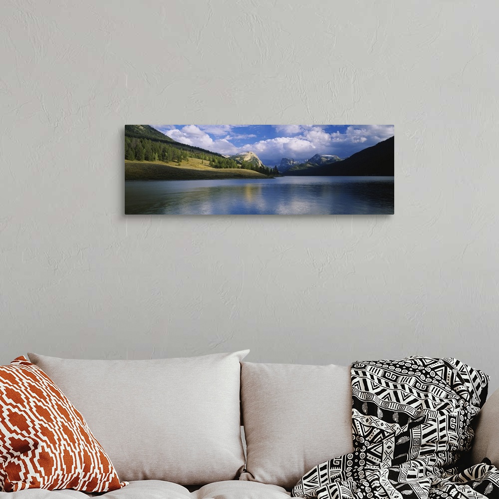 A bohemian room featuring Clouds over a mountain lake, Green River Lake and White Rock Mountain, Bridger-Teton National For...