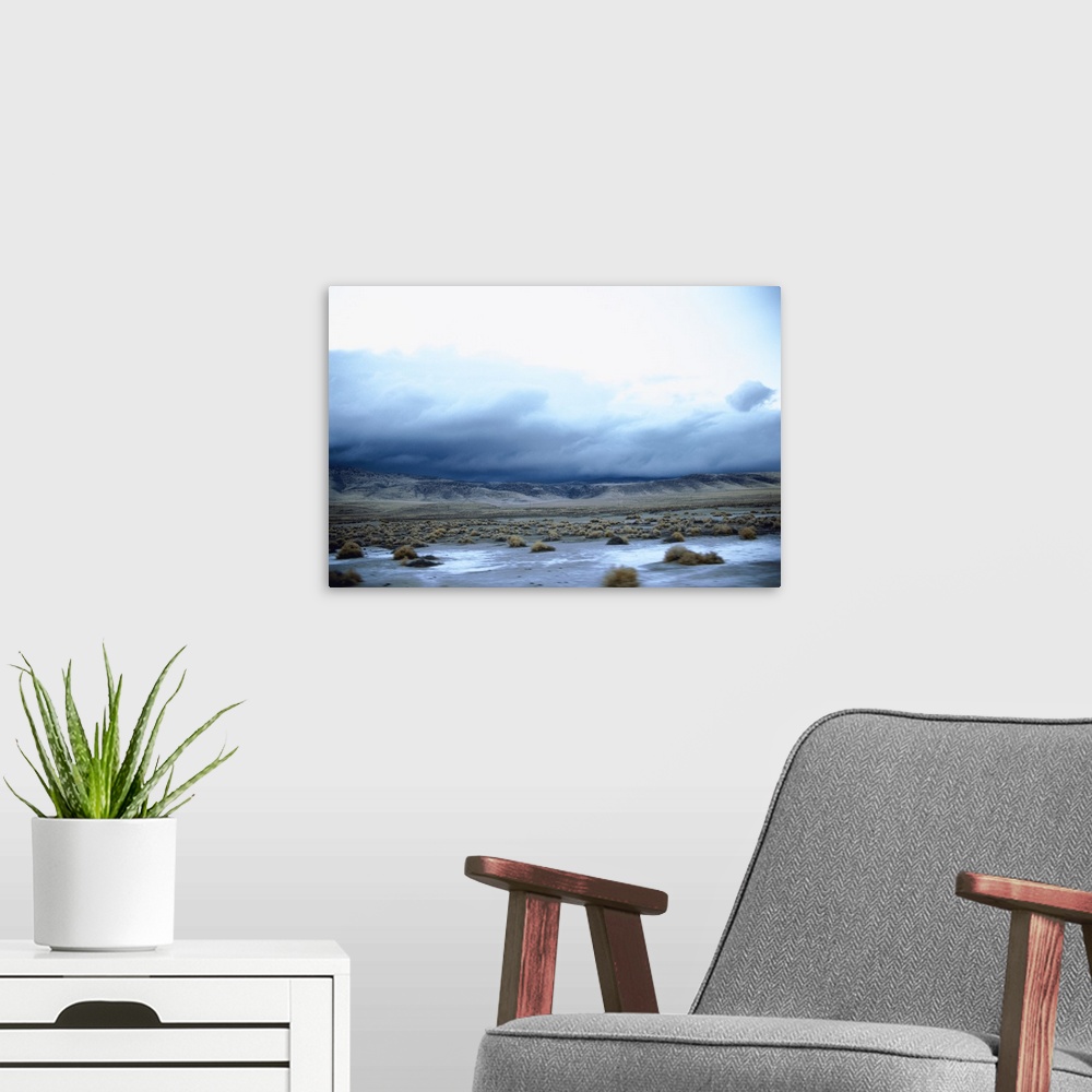 A modern room featuring Clouds over a river, Churchill County, Nevada