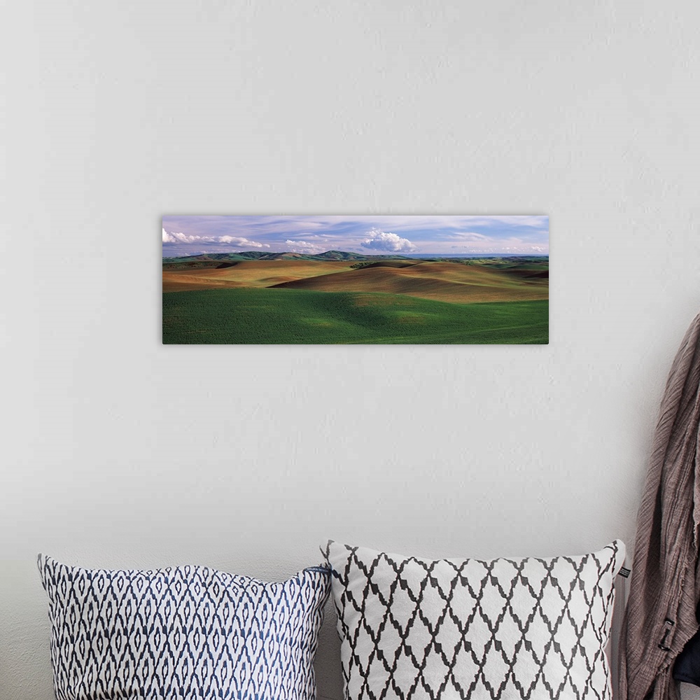 A bohemian room featuring Clouds over a rolling landscape, Palouse, Whitman County, Washington State,