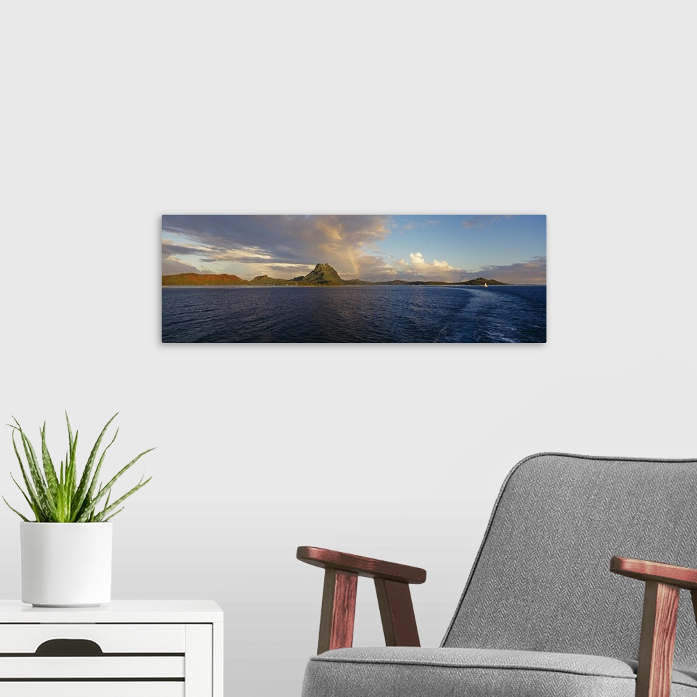 A modern room featuring Clouds over an island, Bora Bora, French Polynesia