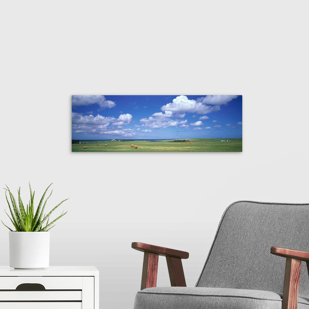A modern room featuring Clouds over Farms Prince Edward Island Canada