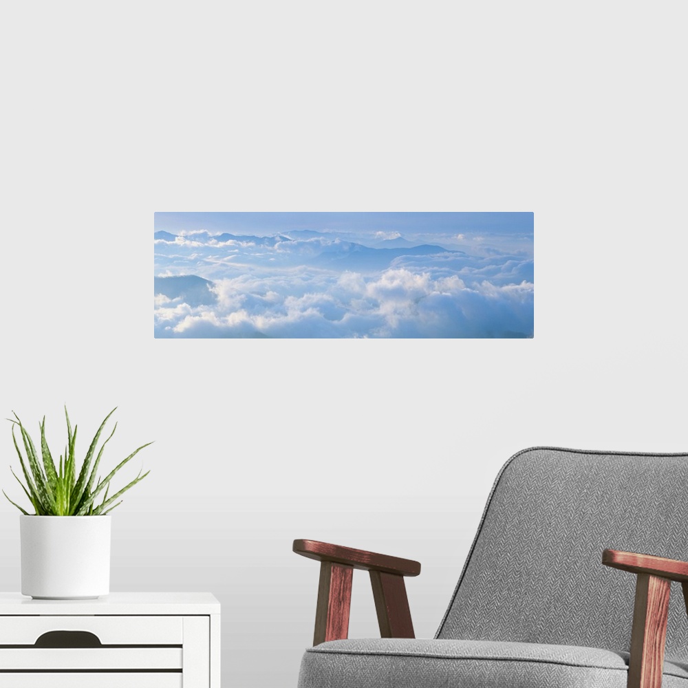 A modern room featuring Clouds Over Great Smoky National Park