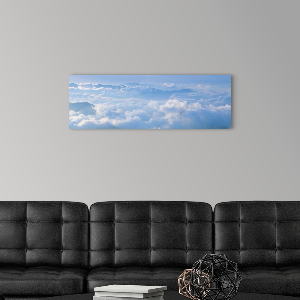 A modern room featuring Clouds Over Great Smoky National Park