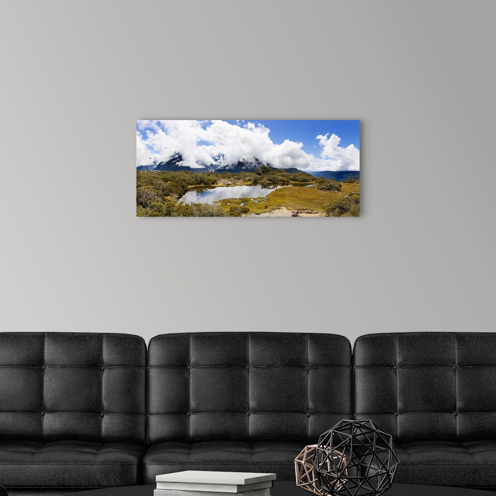 A modern room featuring Clouds over mountains, Key Summit, Fiordland National Park, South Island, New Zealand
