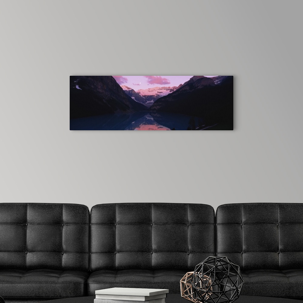 A modern room featuring Clouds over mountains, Lake Louise, Banff National Park, Alberta, Canada
