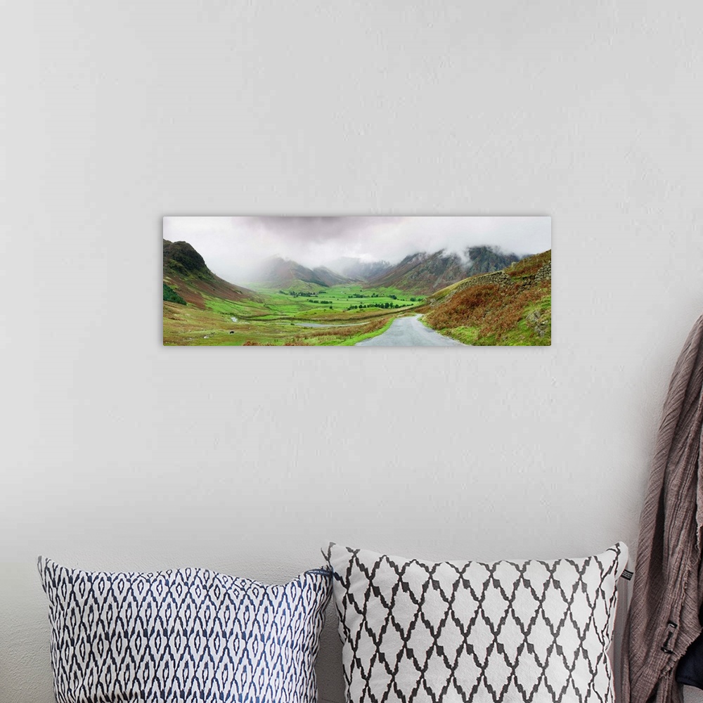A bohemian room featuring Clouds over mountains, Langdale, English Lake District, Cumbria, England