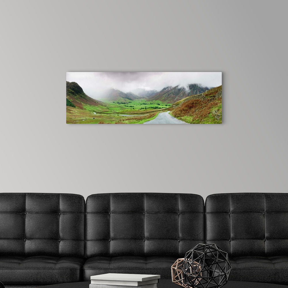 A modern room featuring Clouds over mountains, Langdale, English Lake District, Cumbria, England