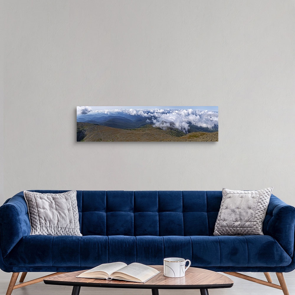 A modern room featuring Clouds over mountains, Mt Washington, New Hampshire