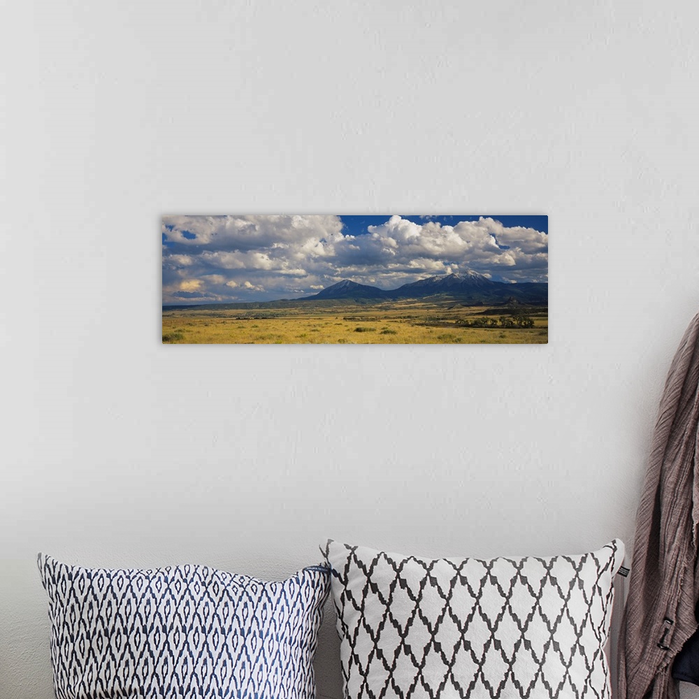 A bohemian room featuring Clouds over mountains, Spanish Peaks, La Veta, Huerfano County, Colorado