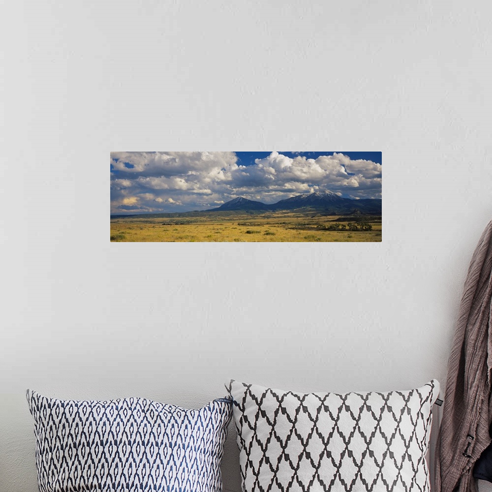 A bohemian room featuring Clouds over mountains, Spanish Peaks, La Veta, Huerfano County, Colorado