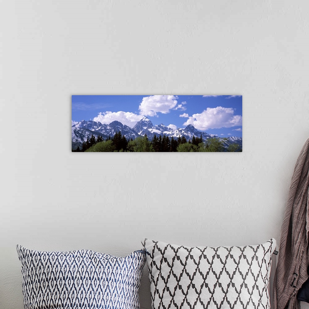 A bohemian room featuring Clouds over mountains, Teton Range, Grand Teton National Park, Wyoming,