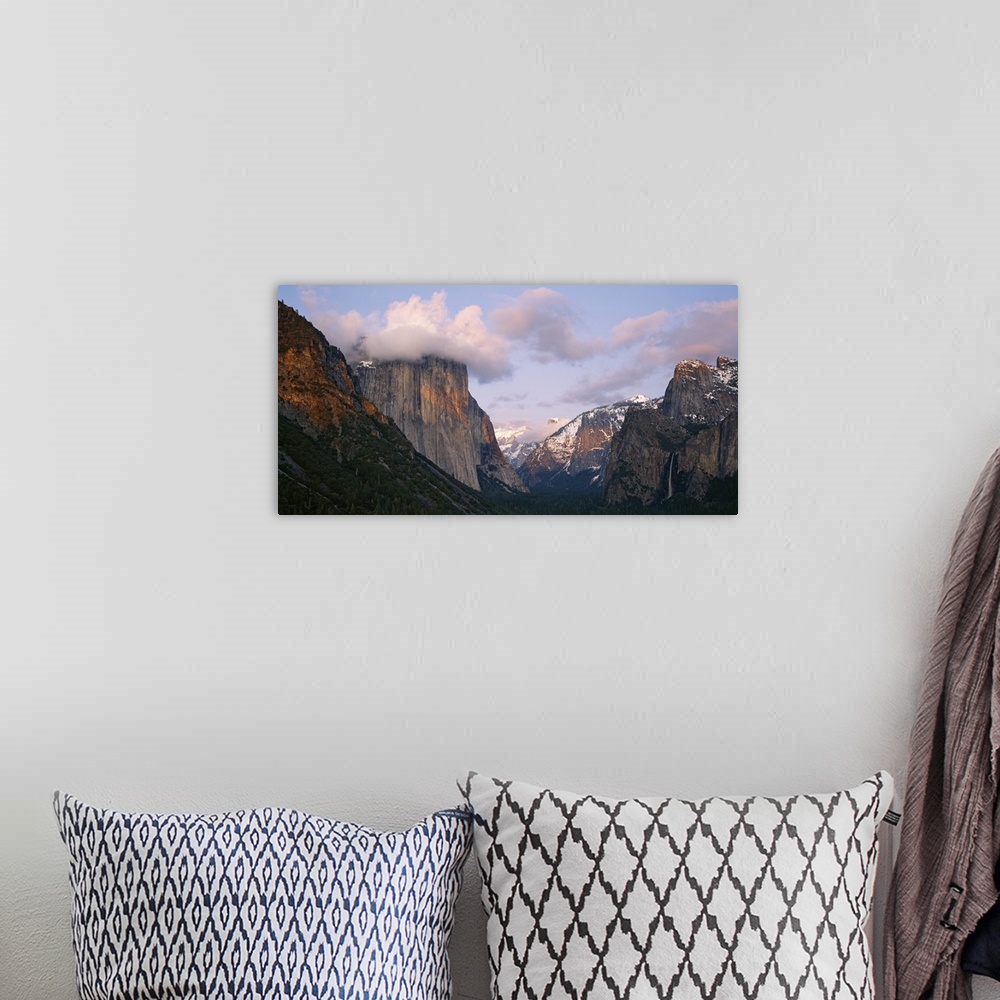 A bohemian room featuring Clouds over mountains, Yosemite National Park, California