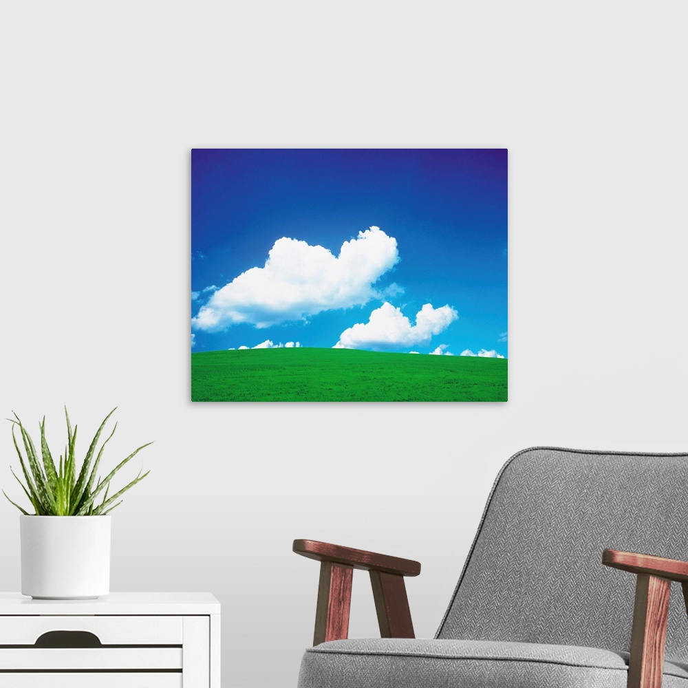 A modern room featuring Clouds over prairie