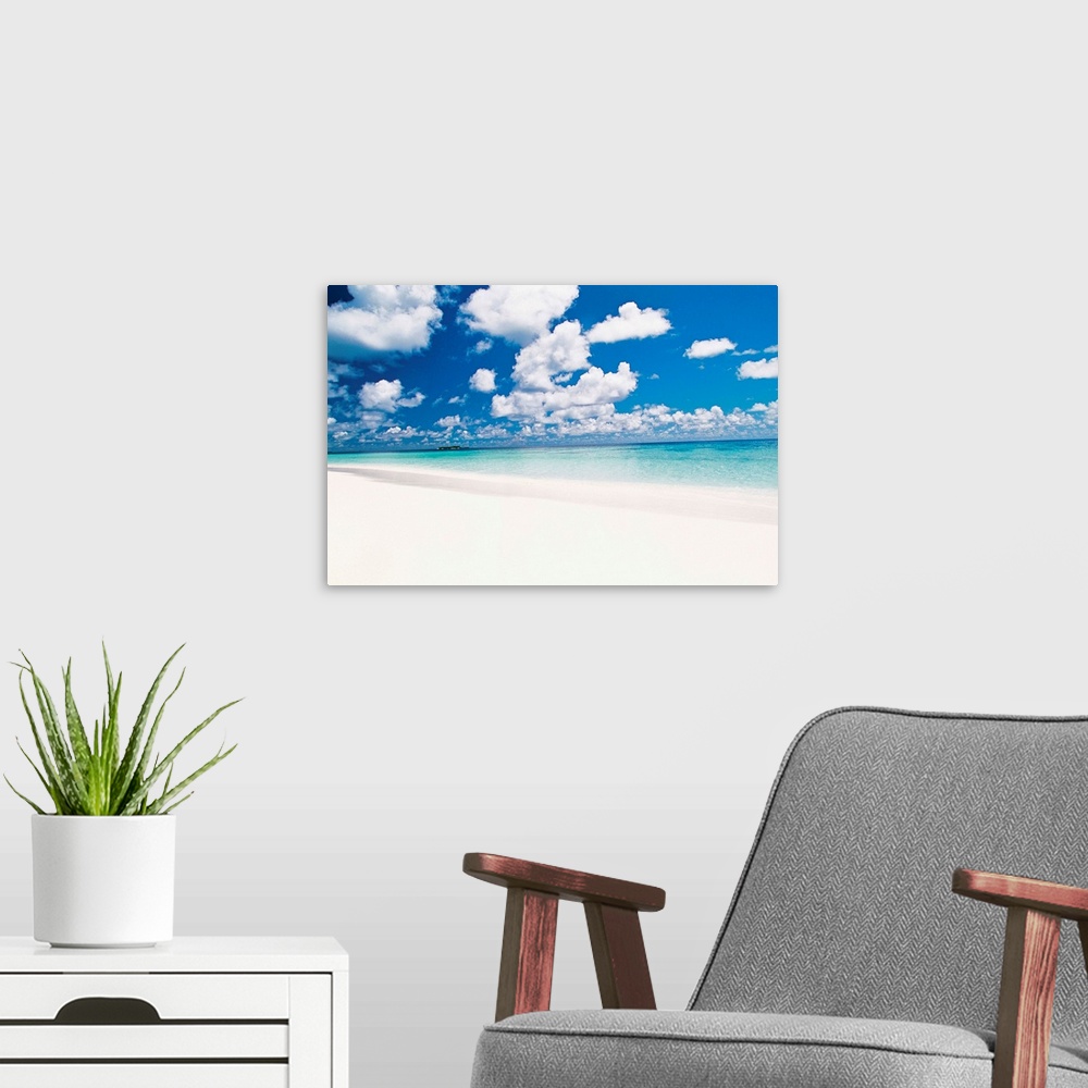 A modern room featuring Clouds over seascape