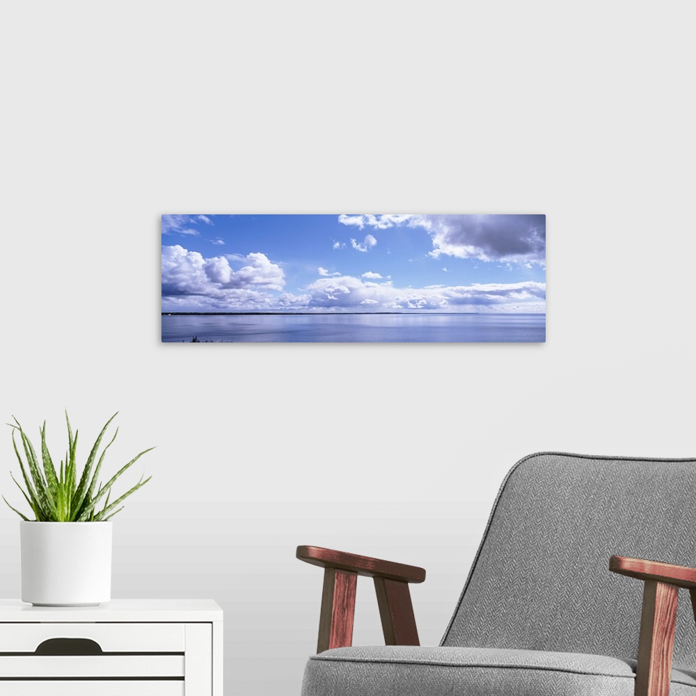 A modern room featuring Clouds over the lake, Route 2, Lake Michigan, Michigan