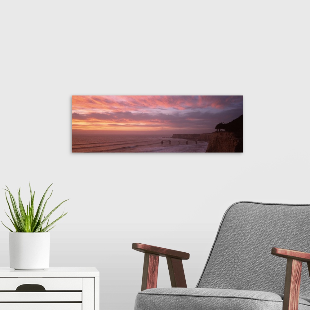 A modern room featuring Clouds over the sea at dusk Davenport California