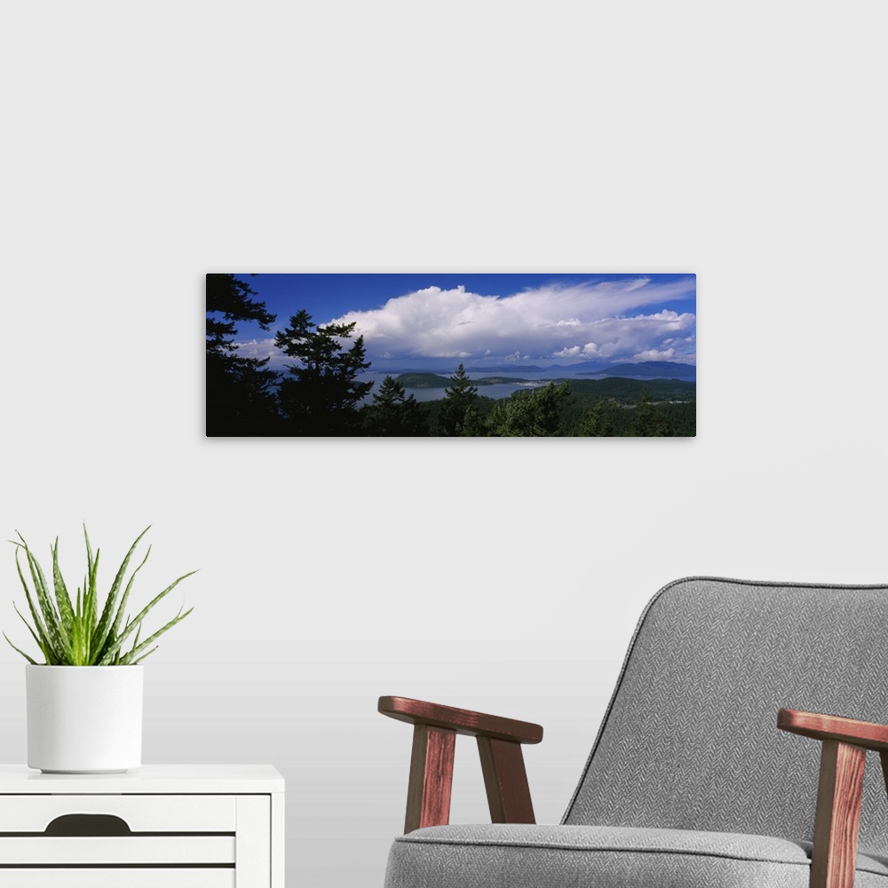 A modern room featuring Clouds over the sea, Mount Erie, San Juan Islands, Fidalgo Island, Skagit County, Washington State