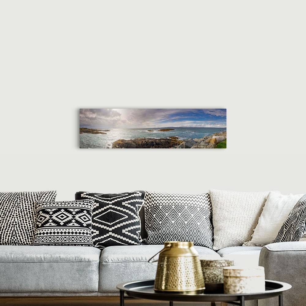 A bohemian room featuring Clouds over the sea, Towards Rum and Isle Of Skye, Mallaig, Highlands Region, Scotland
