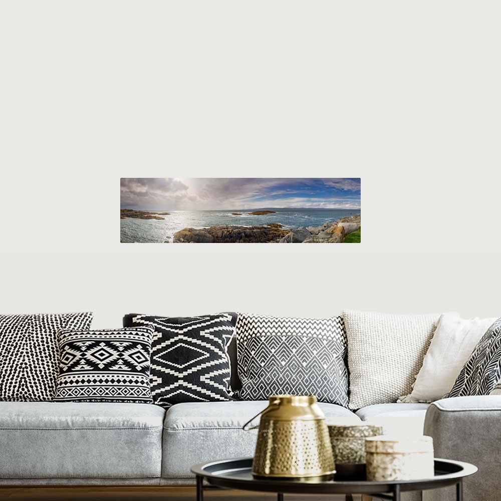 A bohemian room featuring Clouds over the sea, Towards Rum and Isle Of Skye, Mallaig, Highlands Region, Scotland
