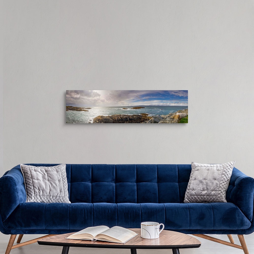 A modern room featuring Clouds over the sea, Towards Rum and Isle Of Skye, Mallaig, Highlands Region, Scotland