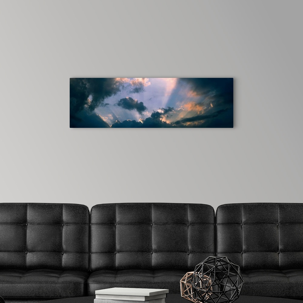 A modern room featuring Clouds w/ God rays