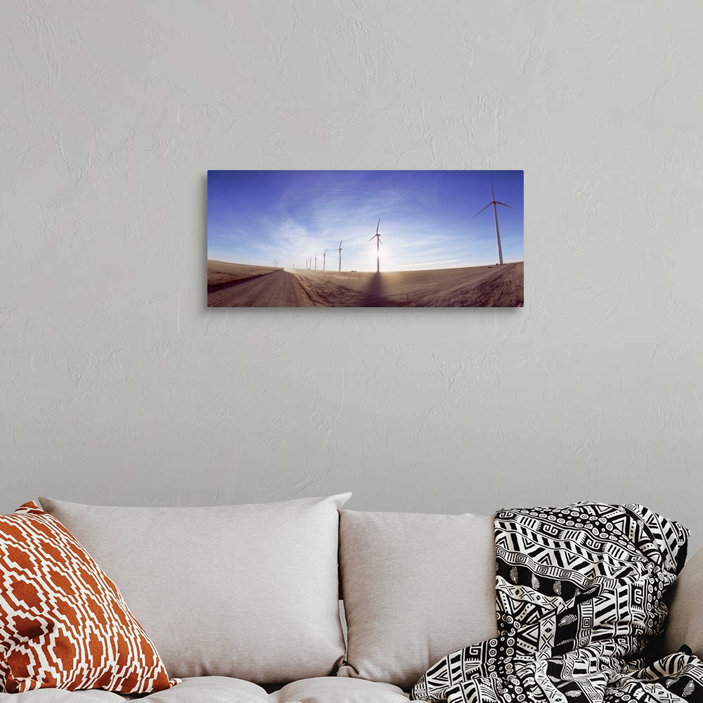 A bohemian room featuring Colorado, Lamar, Wind turbine in the arid landscape