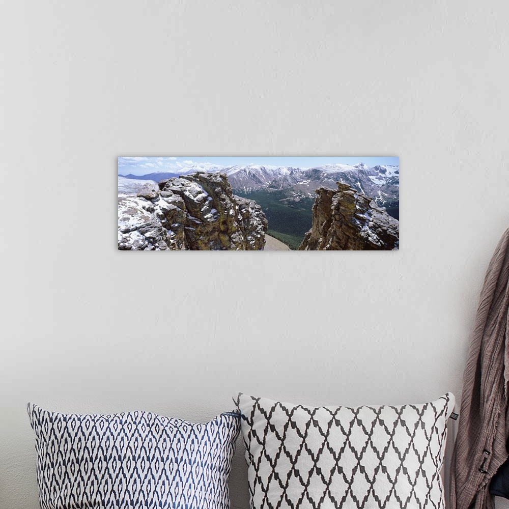 A bohemian room featuring Colorado, Rocky Mountain National Park, Panoramic view of snowcapped mountain range