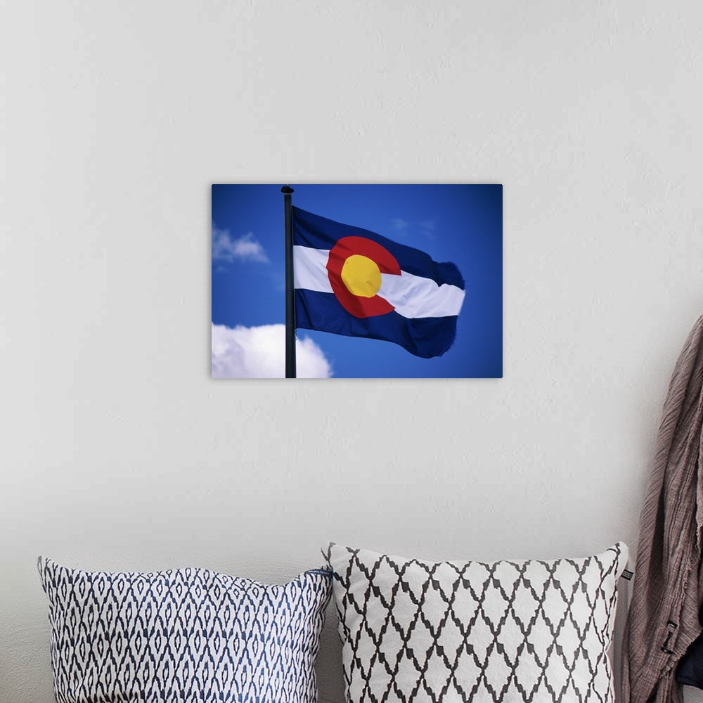 A bohemian room featuring Colorado State Flag