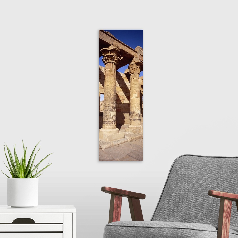 A modern room featuring Columns in a temple, Temple Of Isis, Philae, Agilika Island, Egypt