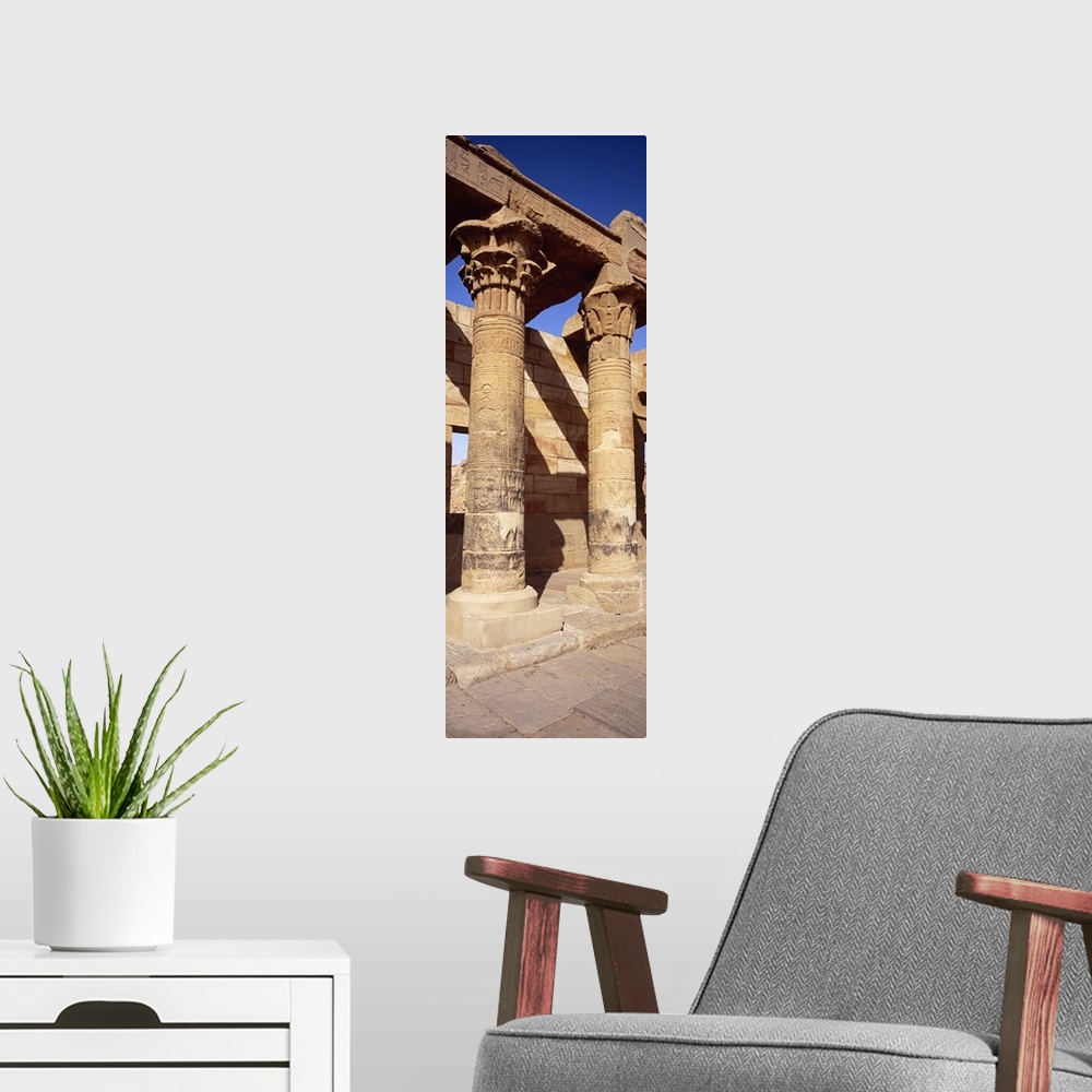 A modern room featuring Columns in a temple, Temple Of Isis, Philae, Agilika Island, Egypt