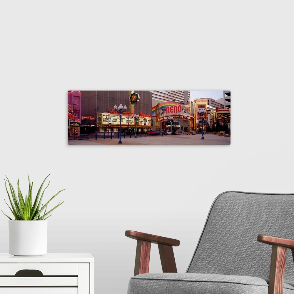 A modern room featuring Commercial signs on buildings, Reno, Nevada
