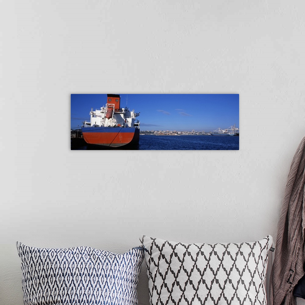 A bohemian room featuring Container ship moored at a harbor, Port Elizabeth, Eastern Cape Province, Republic of South Africa