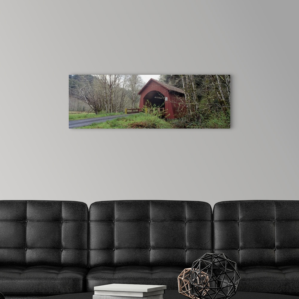 A modern room featuring Covered Bridge over Yachats River Lincoln County OR