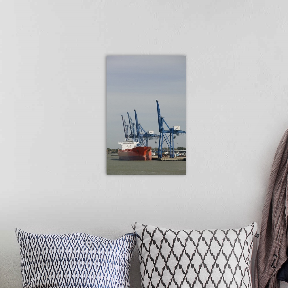 A bohemian room featuring Cranes at a commercial dock, Galveston, Texas