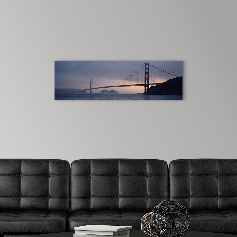 A modern room featuring Cruise ship under a bridge, Golden Gate Bridge, San Francisco, California
