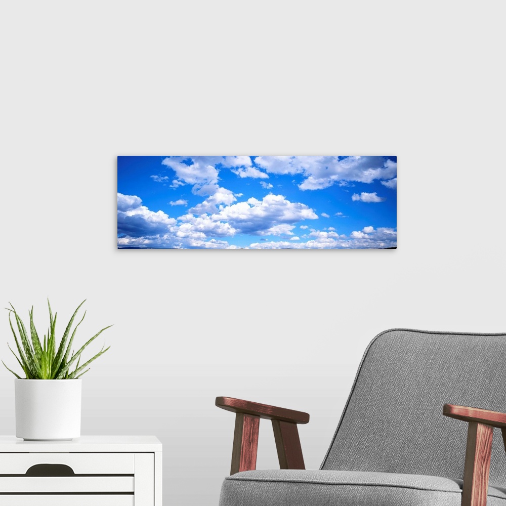 A modern room featuring Cumulus clouds