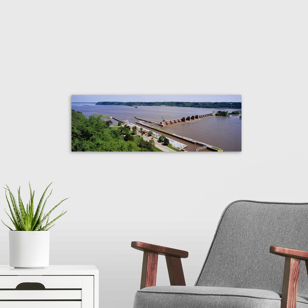 A modern room featuring Dam over a river, Lock And Dam 11, Eagle Point Park, Dubuque, Iowa