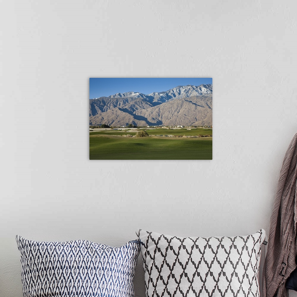 A bohemian room featuring USA, California, Palm Springs, Desert Princess Golf Course and Mountains, winter