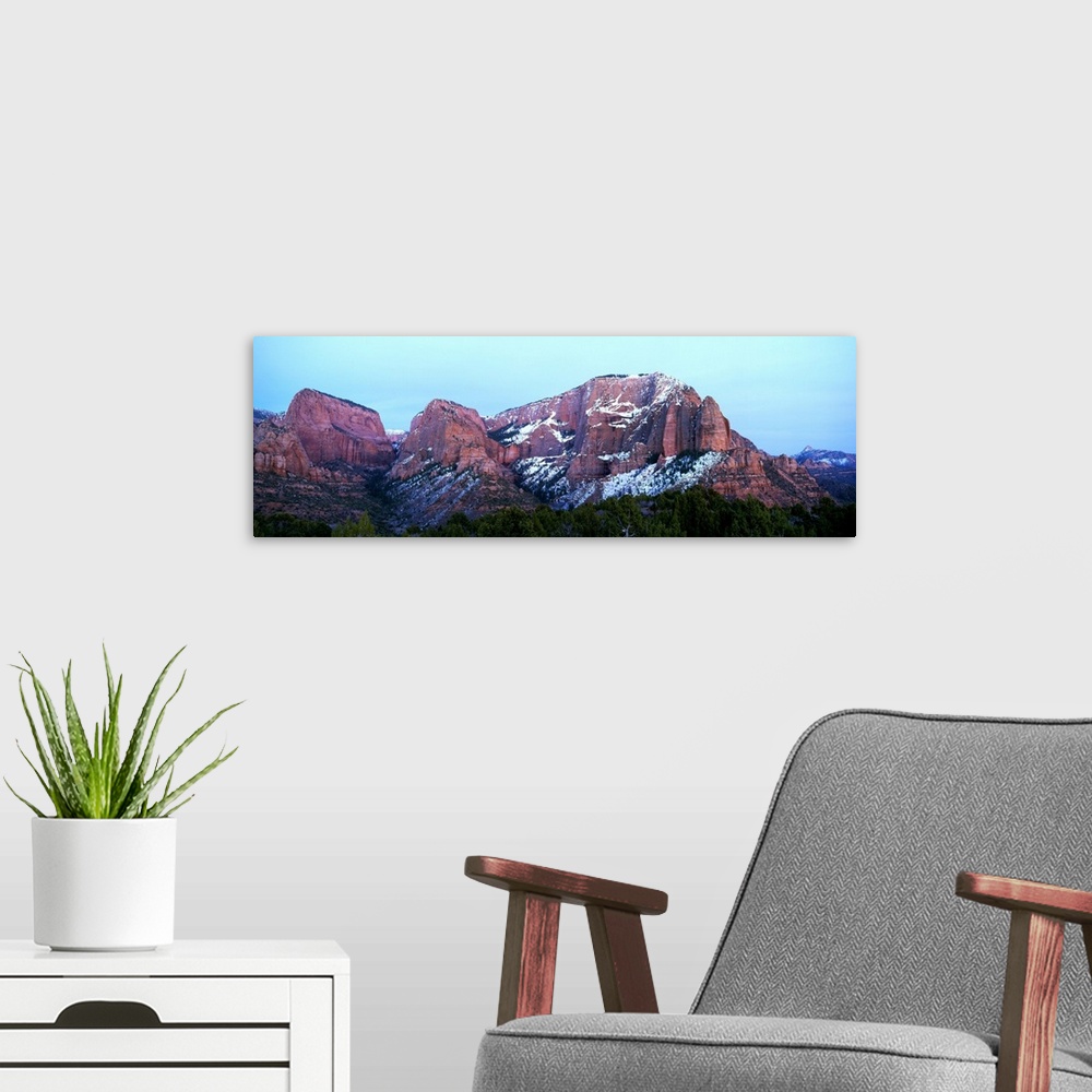 A modern room featuring Dusk Kolob Canyon Zion National Park UT