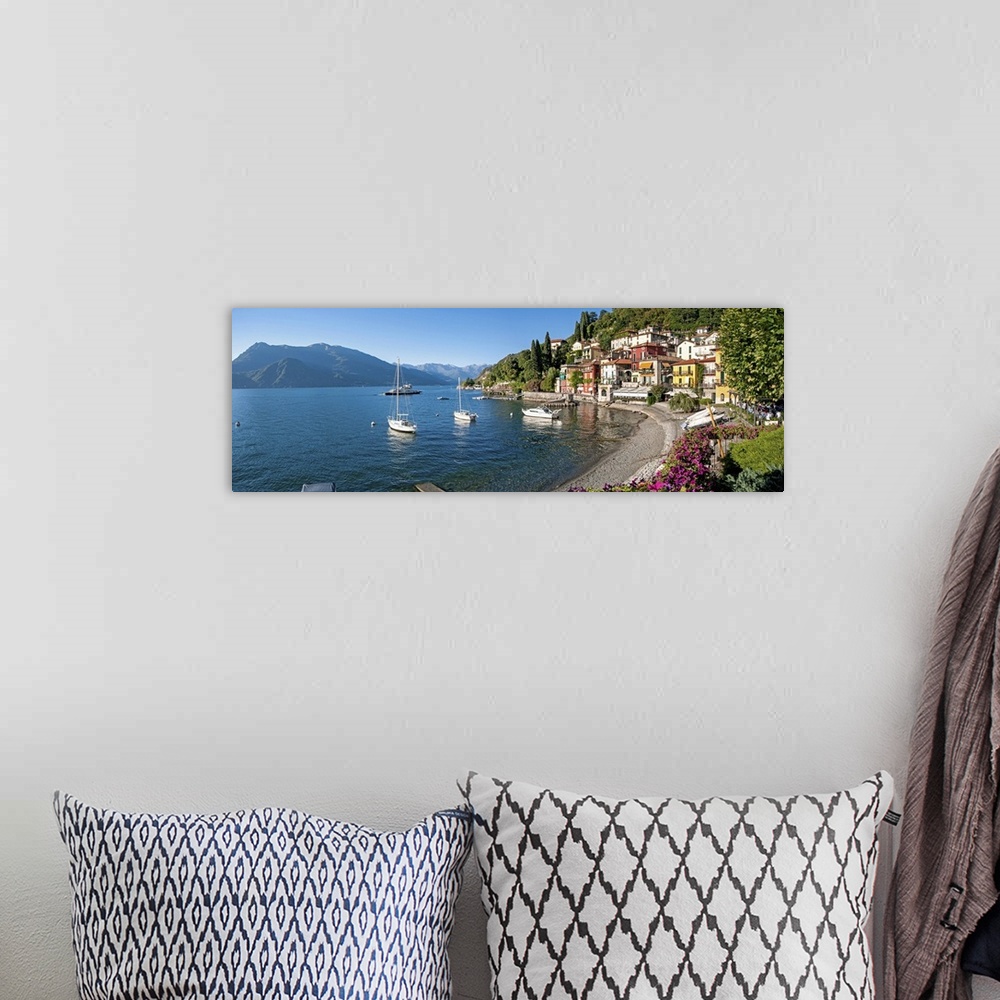 A bohemian room featuring Early evening view of waterfront at Varenna, Lake Como, Lombardy, Italy