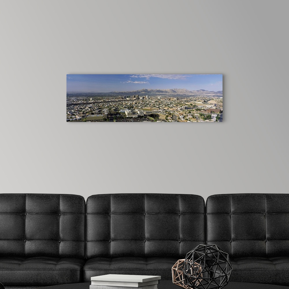 A modern room featuring El Paso skyline TX USA